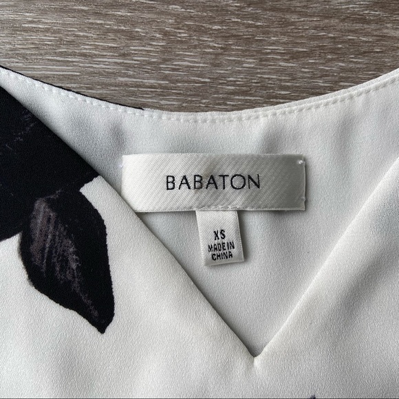 Aritzia Babaton Everly Camisole White Black Floral V-Neck Tank Top - Picture 7 of 16